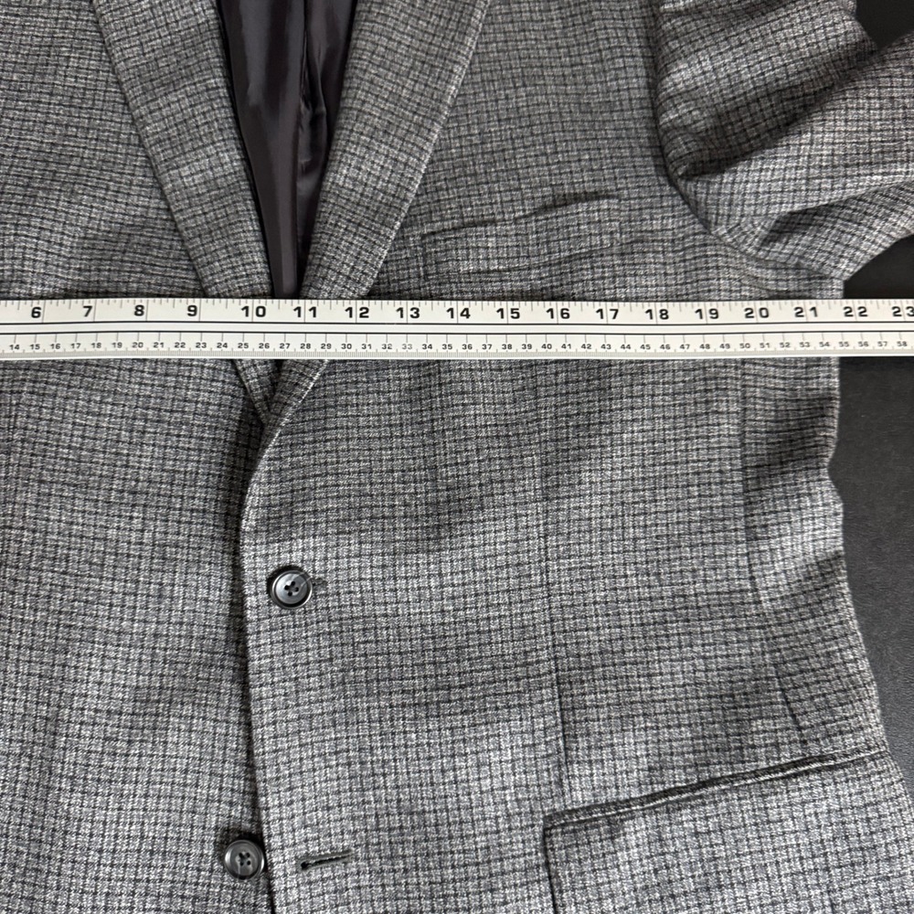 Jos‎ A Bank Signature 43L Gray Plaid 100% Wool Tailored Fit Blazer Coat - Picture 7 of 10